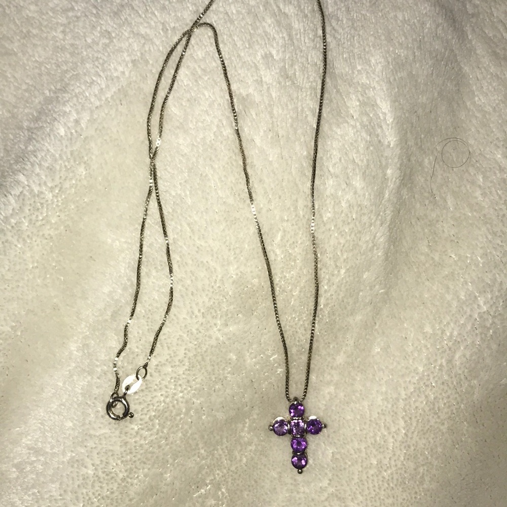 Purple cross necklace